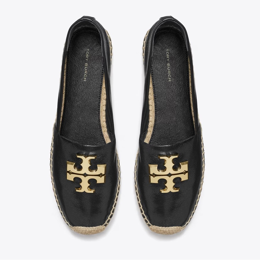 Tory Burch Black and Gold Espadrilles